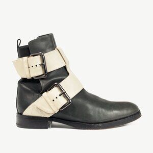 Pierre Hardy PF/14 Green Colourblock Leather Buckled-Strap Booties
